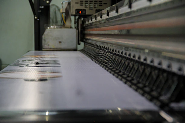 a close up of a conveyor belt in a factory