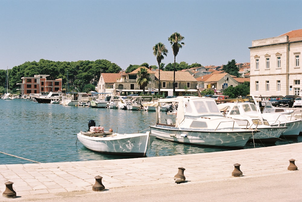 a harbor filled with lots of boats next to tall buildings