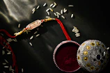 Close-up of a traditional Chinese scented bracelet with intricate wooden beads on a silk cloth