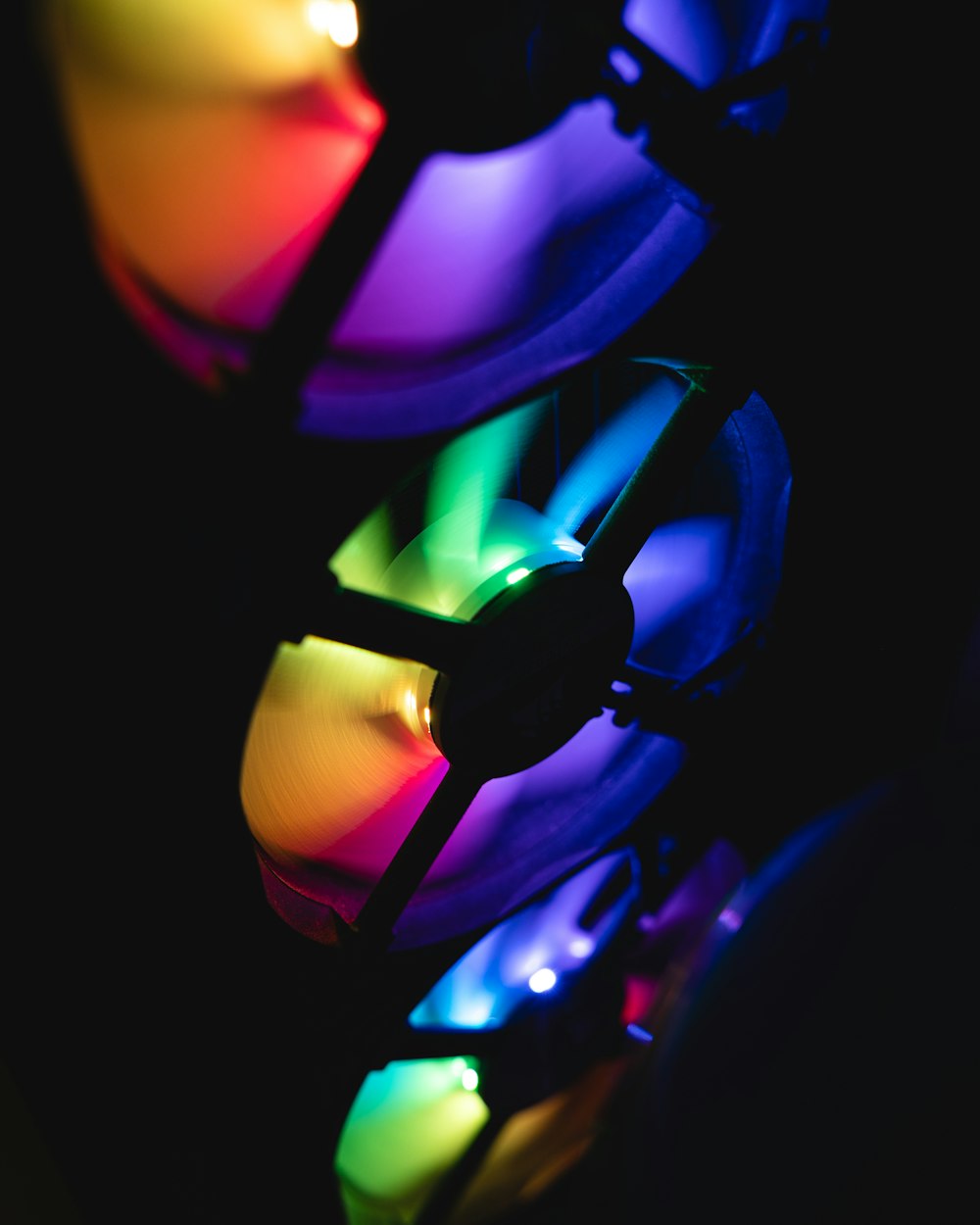 a close up of a multi colored light