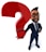 A 3D animated character in a business suit, with glasses and a beard, holds a large red question mark. The character has a cheerful expression and stands confidently.