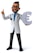A cartoon doctor with glasses, a beard, and a stethoscope around his neck is smiling broadly while holding up a large Euro currency symbol. His right index finger is raised, suggesting he is making a point or giving advice.