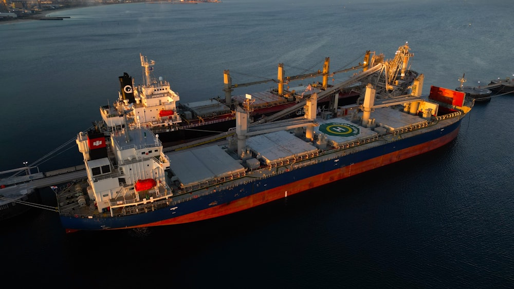 a large cargo ship in a body of water