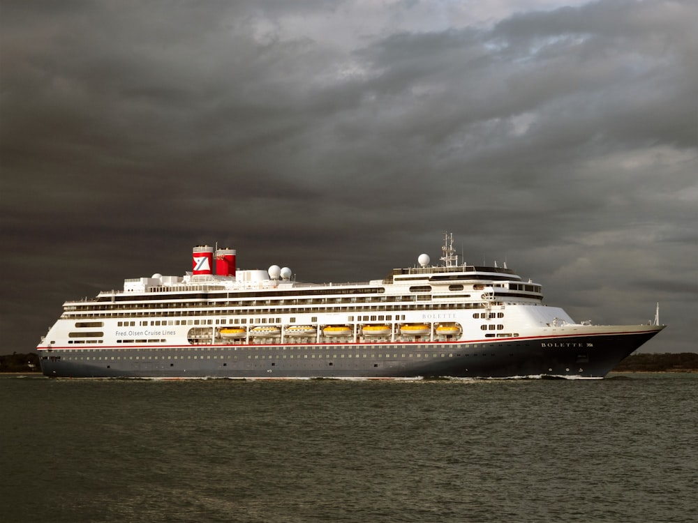 a large cruise ship on a body of water