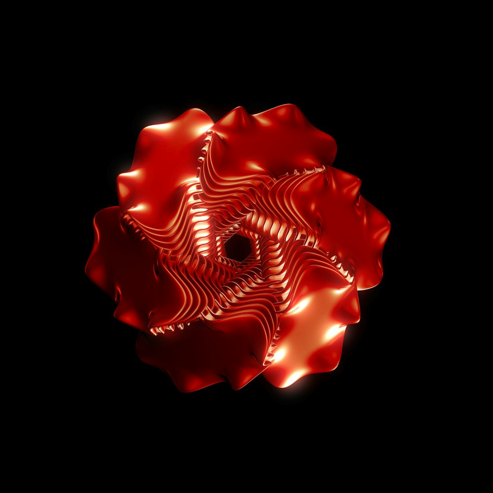 a red object with a black background
