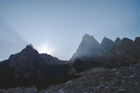 Golden morning light casting long shadows on the rocky Saint Catherine mountains.