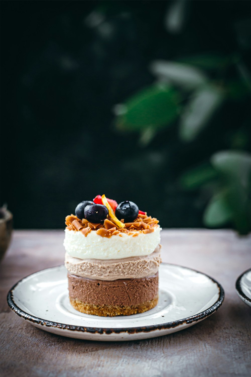 a piece of cake sitting on top of a white plate