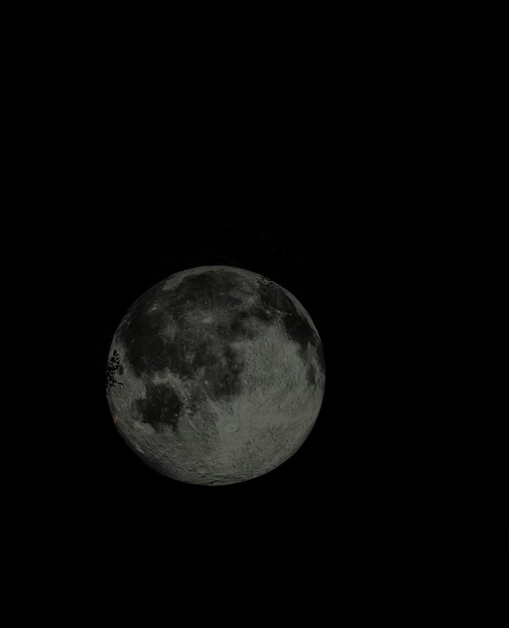 a full moon is seen in the dark sky