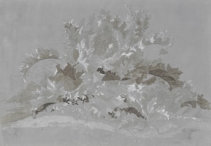 Soft pastel drawing of autumn leaves arranged in a naturalistic composition