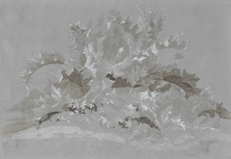 Soft pastel drawing of autumn leaves arranged in a naturalistic composition