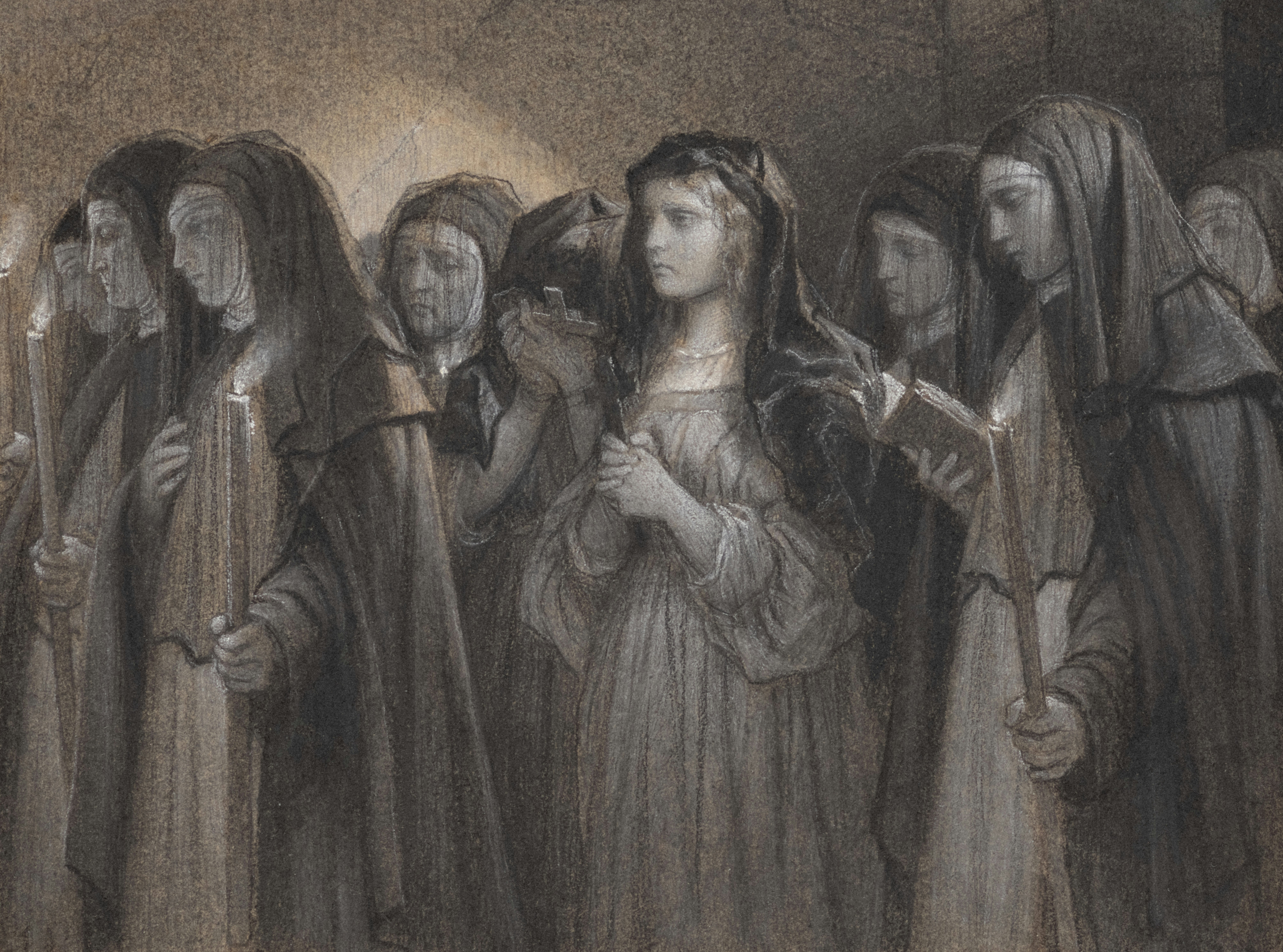 Tristan da Cunha, Saint Helena, Ascension and Tristan da Cunha - Nuns mid-1800s Anonymous France, 19th century Black and white chalk on gray laid paper Sheet: 18.8 x 21.2 cm (7 3/8 x 8 3/8 in.) Bequest of Muriel Butkin 2019.60 https://www.clevelandart.org/art/2019.60