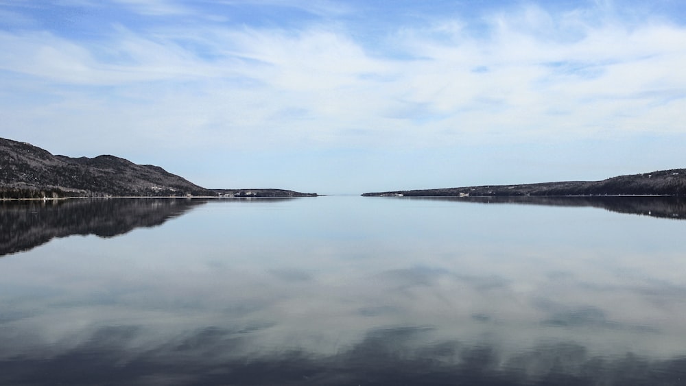 a large body of water surrounded by mountains