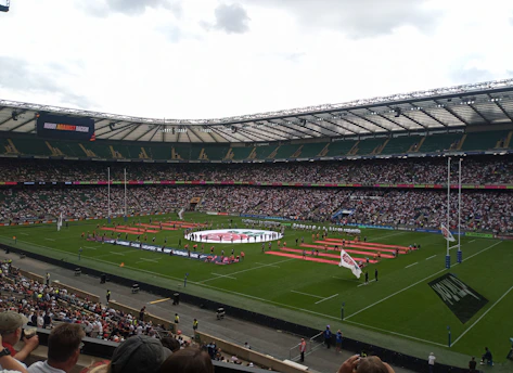 a large stadium filled with lots of people