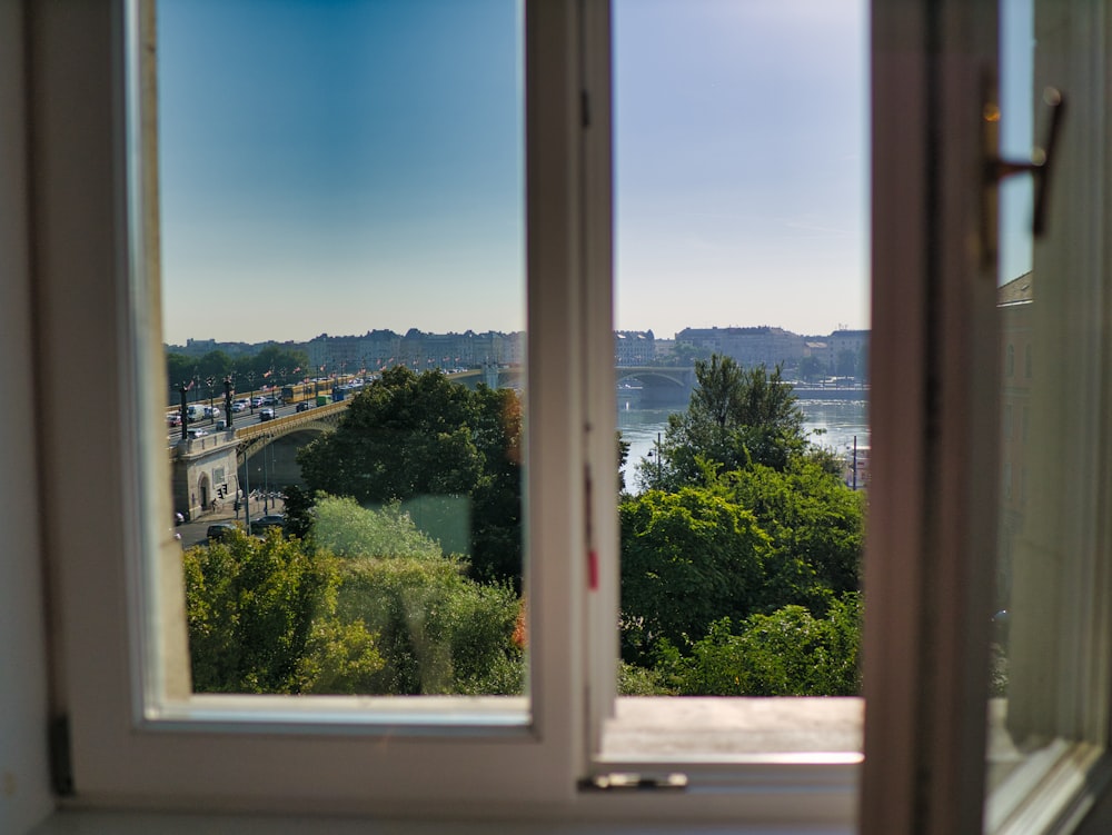 a view of a city from a window