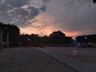 Sunset view over the blokaimc server's central village square.