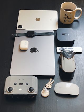 An assortment of the latest electronics gadgets and devices.