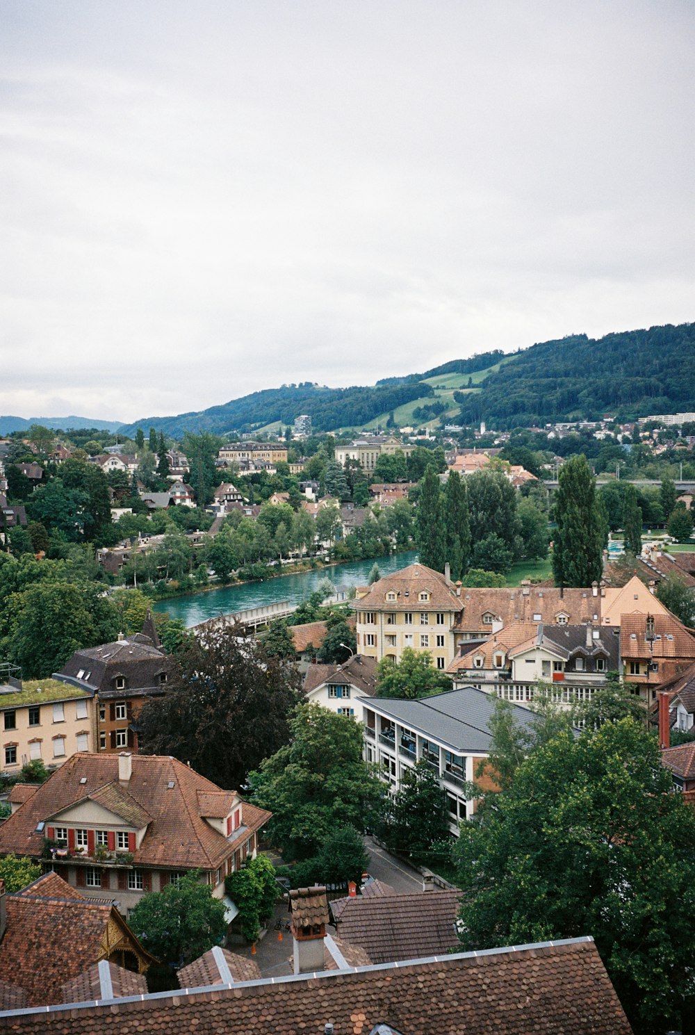 a view of a city with a river running through it