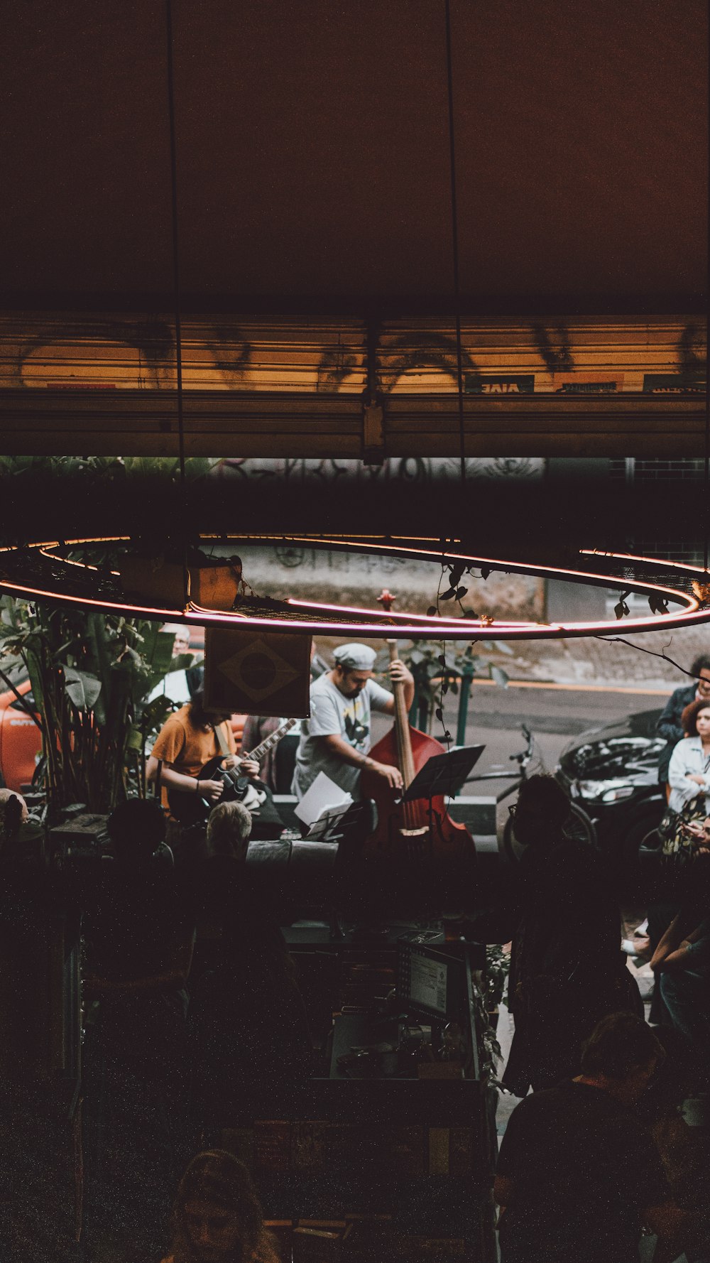 a group of people sitting around a table