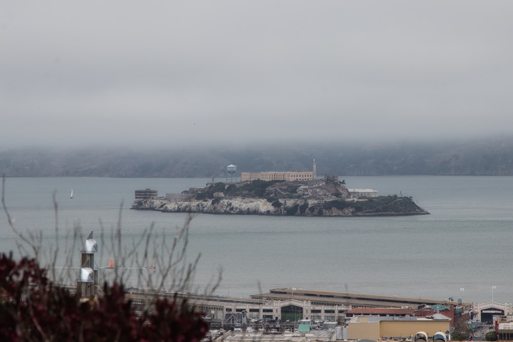 an island in the middle of a body of water