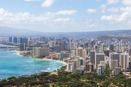 a view of a city and a body of water