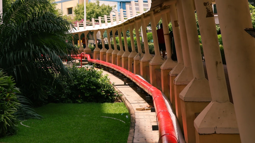 a view of a building from a balcony