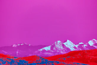 A whimsical mountain range with colorful sound waves rippling across the sky.