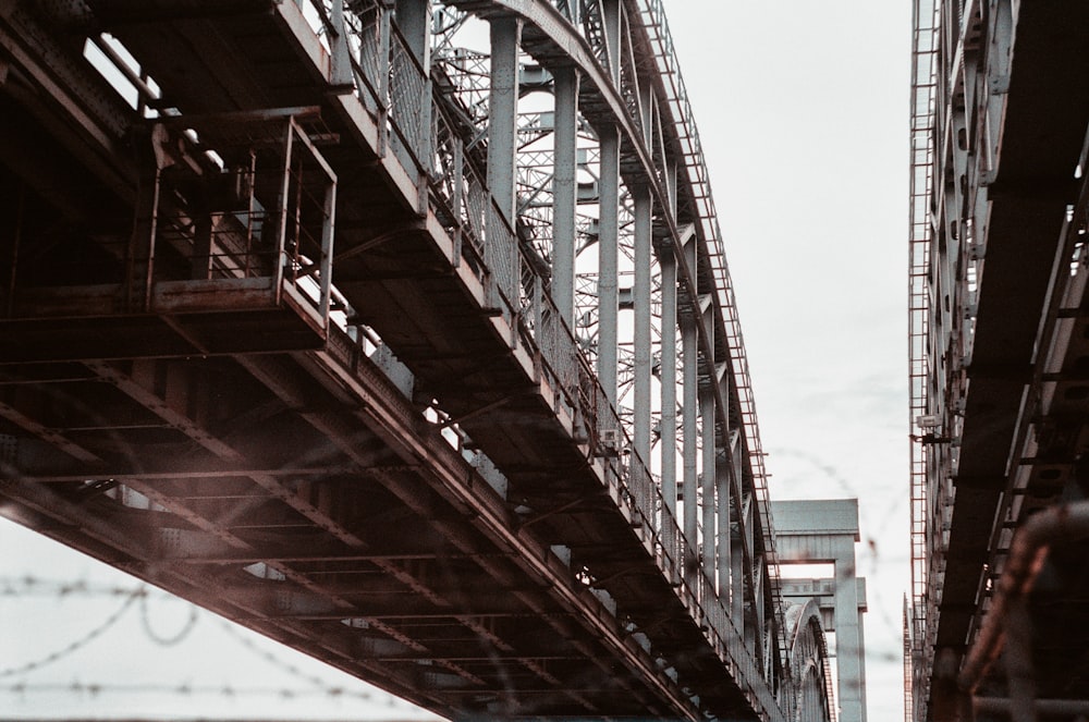 a bridge that has a train going over it