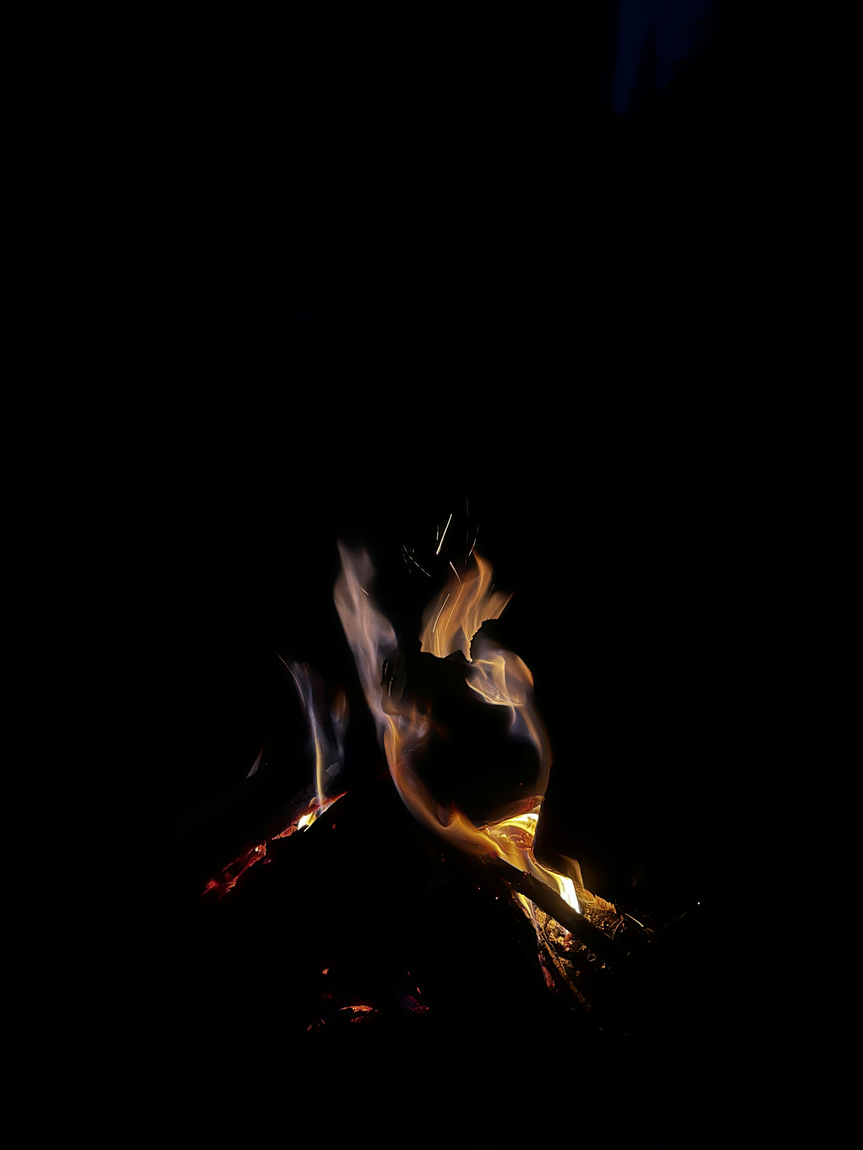 Bright flames flickering against a dark background, highlighting the fire starters