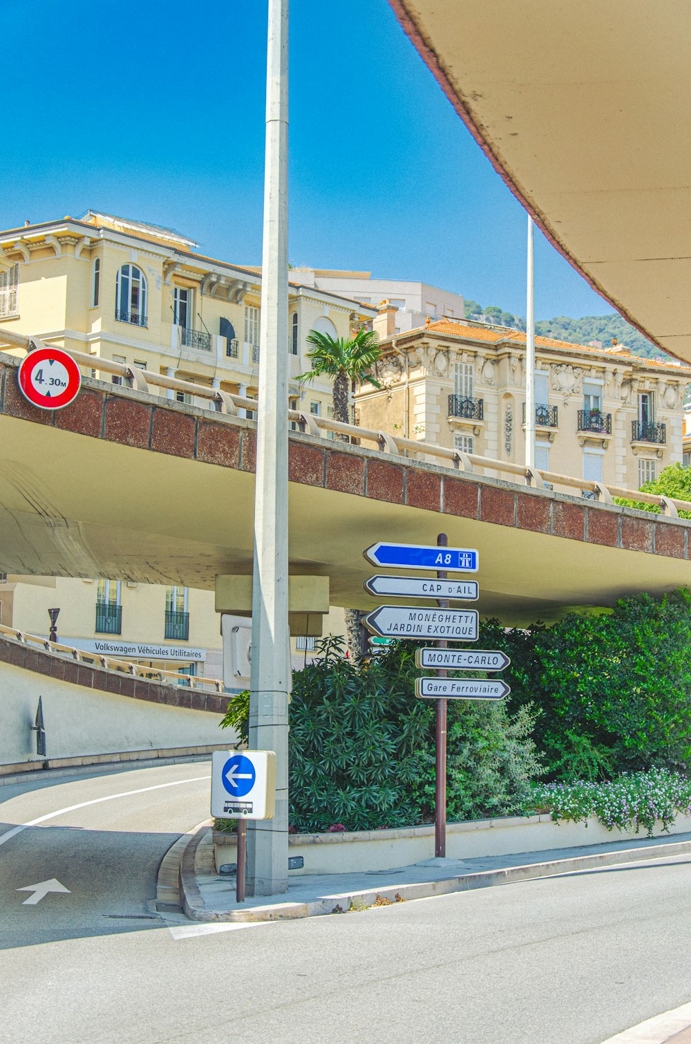 a street with a bunch of street signs on it