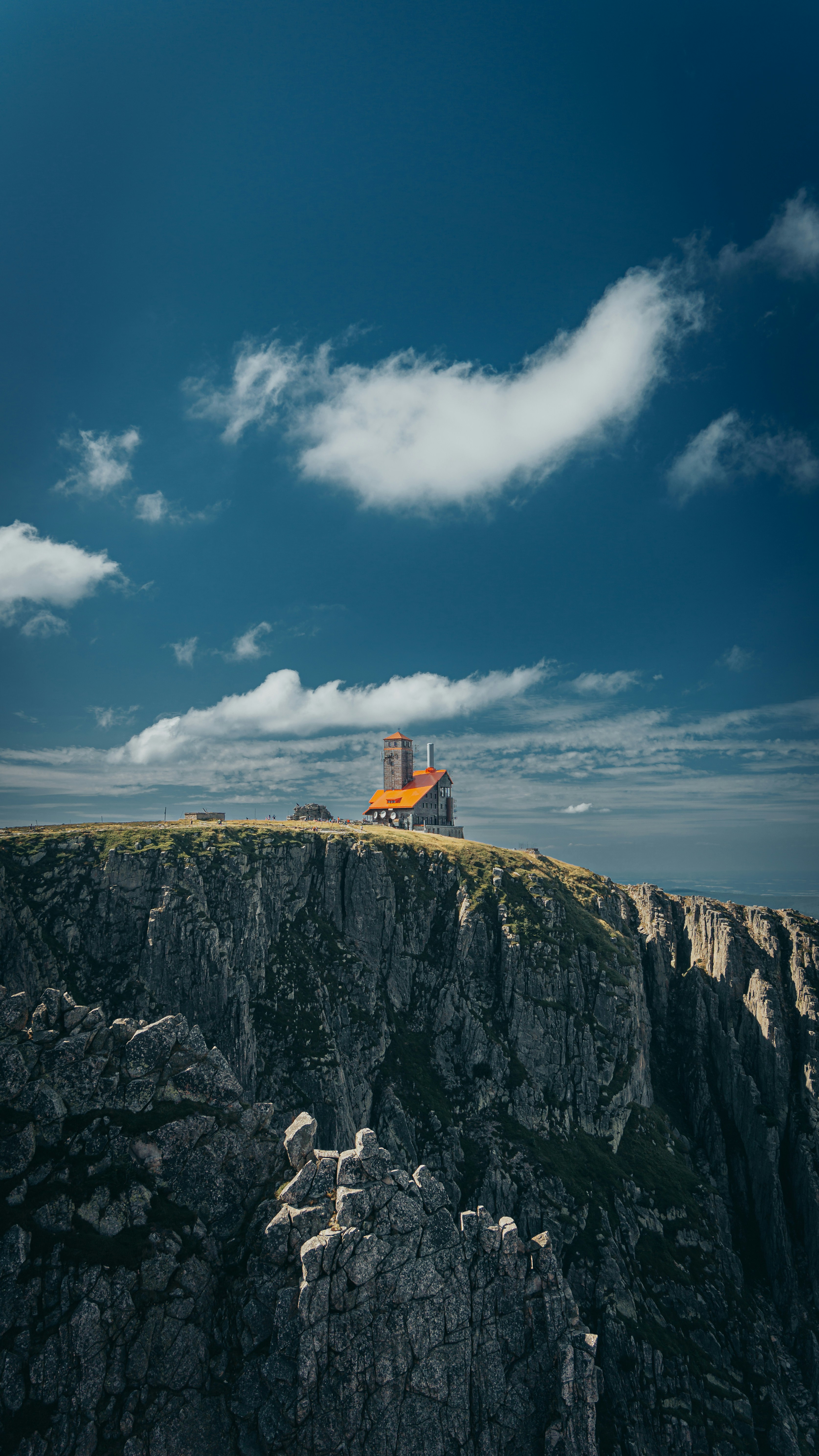 A house on top of a mountain with a sky background photo – Free Nature ...
