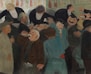 a painting of a crowd of people in a bar