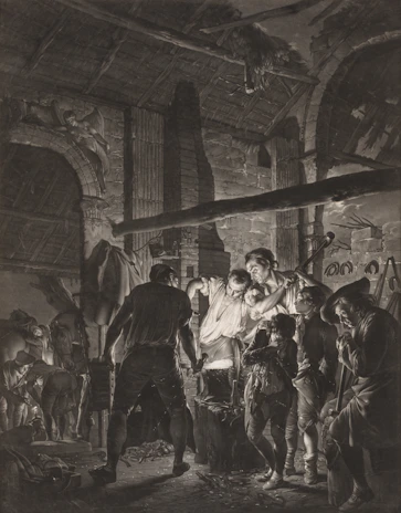 A group of craftsmen demonstrating traditional metalwork techniques during a cultural exchange.