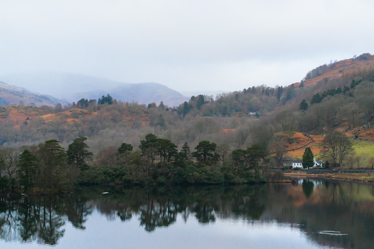 An English Lake District landscape with mountains and water