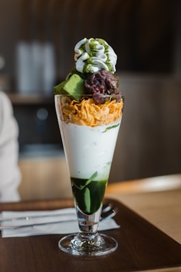 a playful arrangement of colorful matcha treats