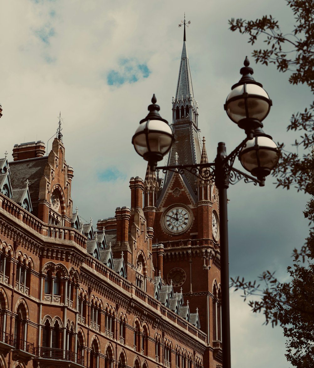 a large building with a clock on the front of it