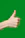 a hand giving a thumbs up sign against a green background
