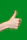 a hand giving a thumbs up sign against a green background