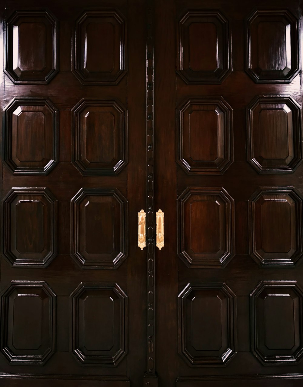 a close up of a wooden door with a handle