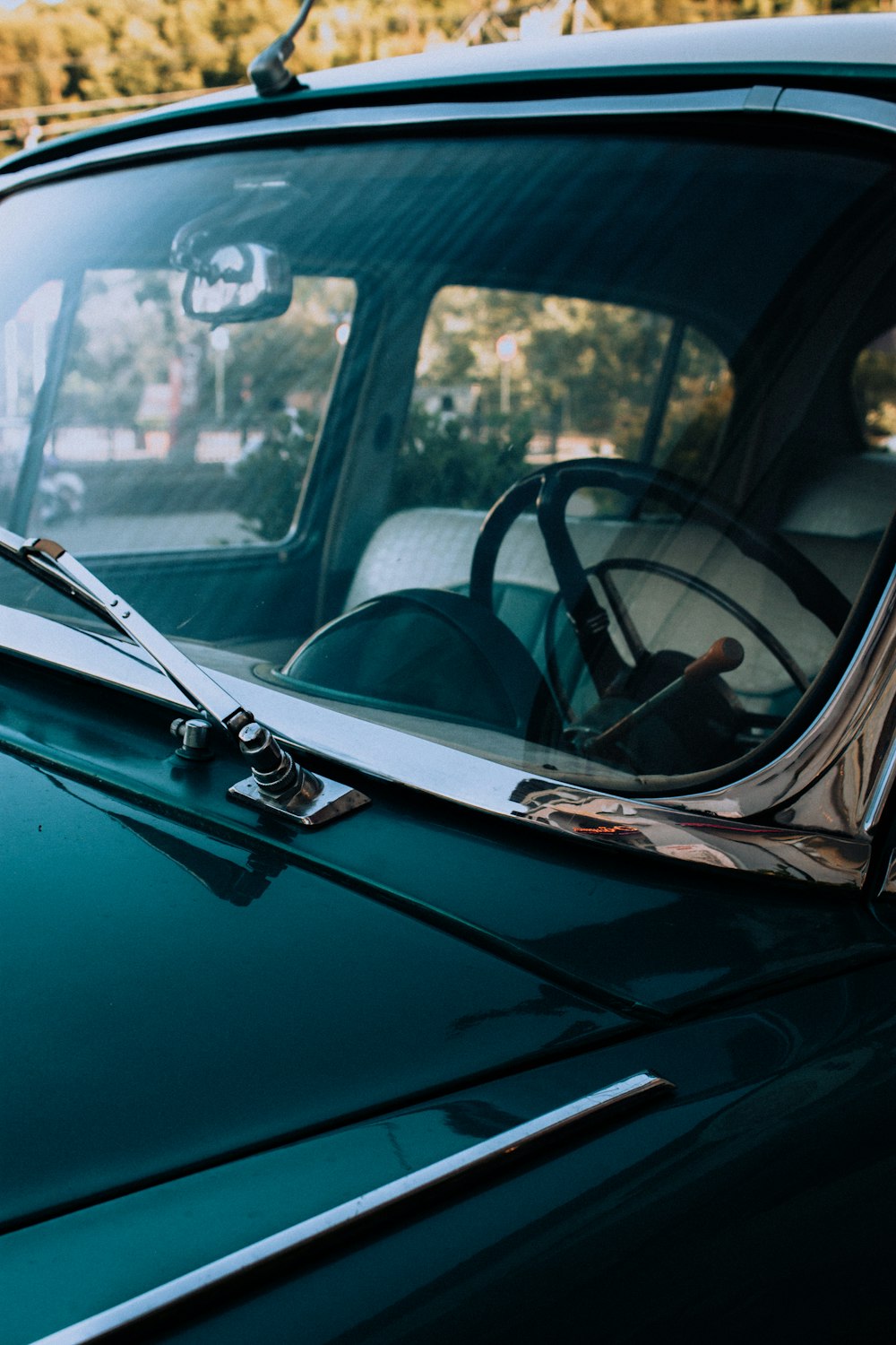 a close up of a car's side view mirror