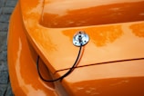 a close up of the hood of a car