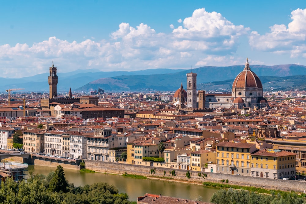 a view of a city with a river running through it