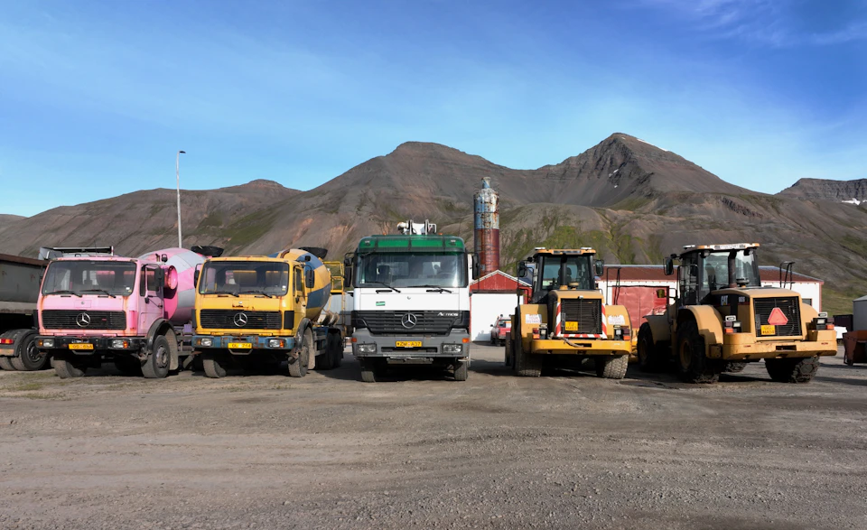 Trucks lined up outdoors