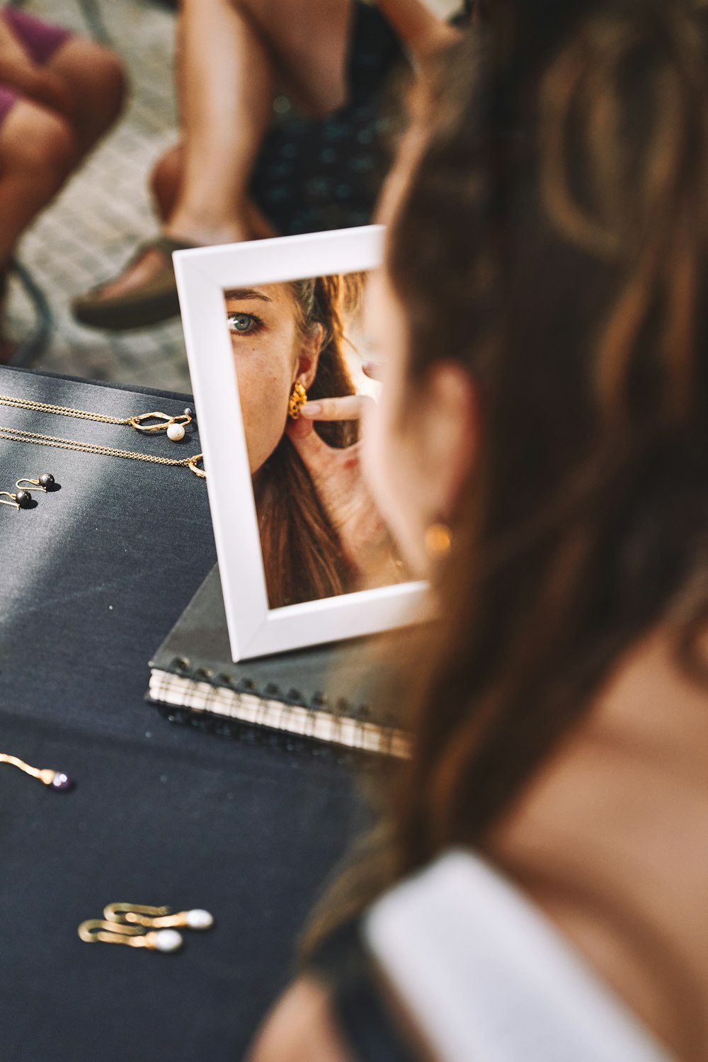 a woman is talking on her cell phone