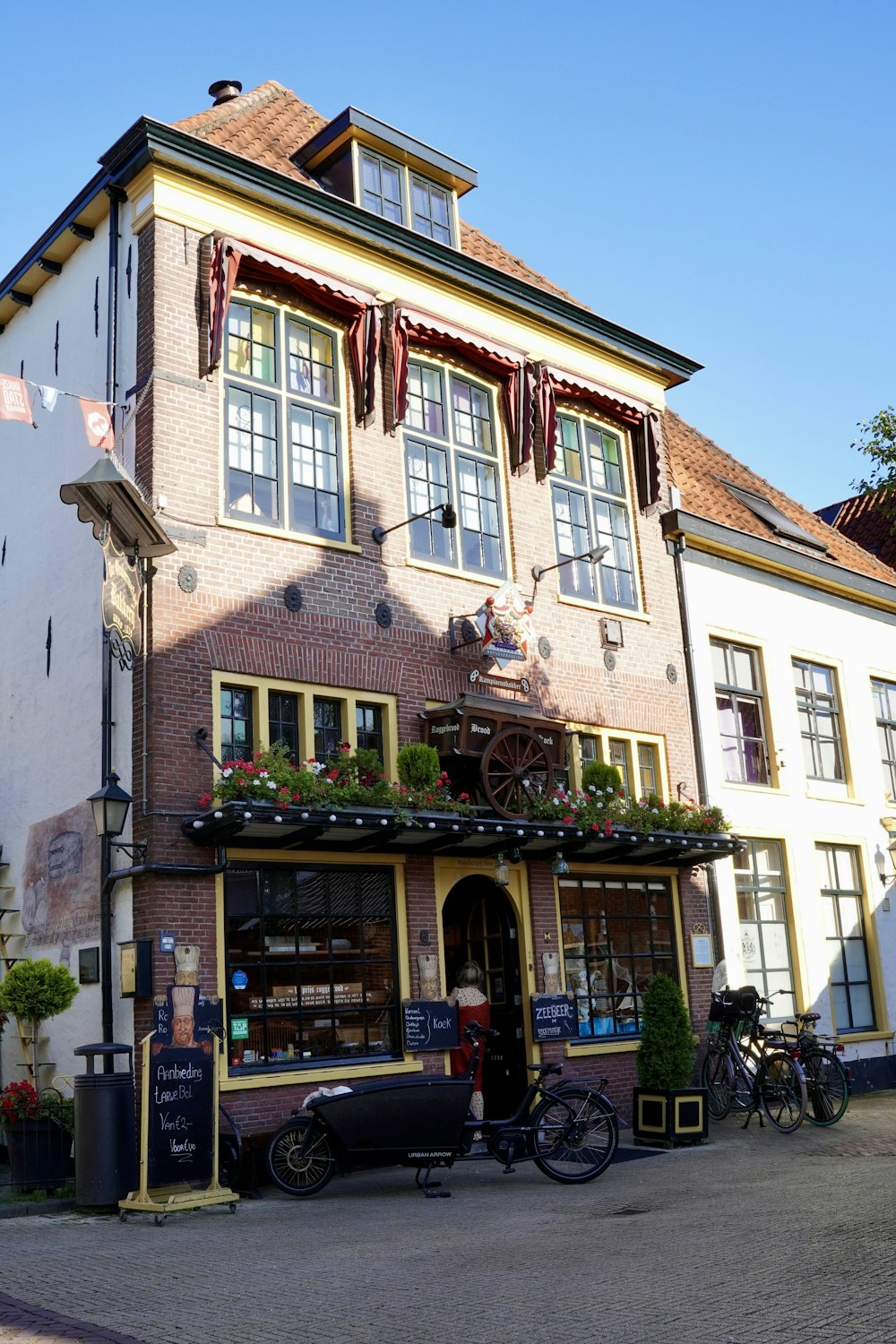 a building with a bike parked in front of it