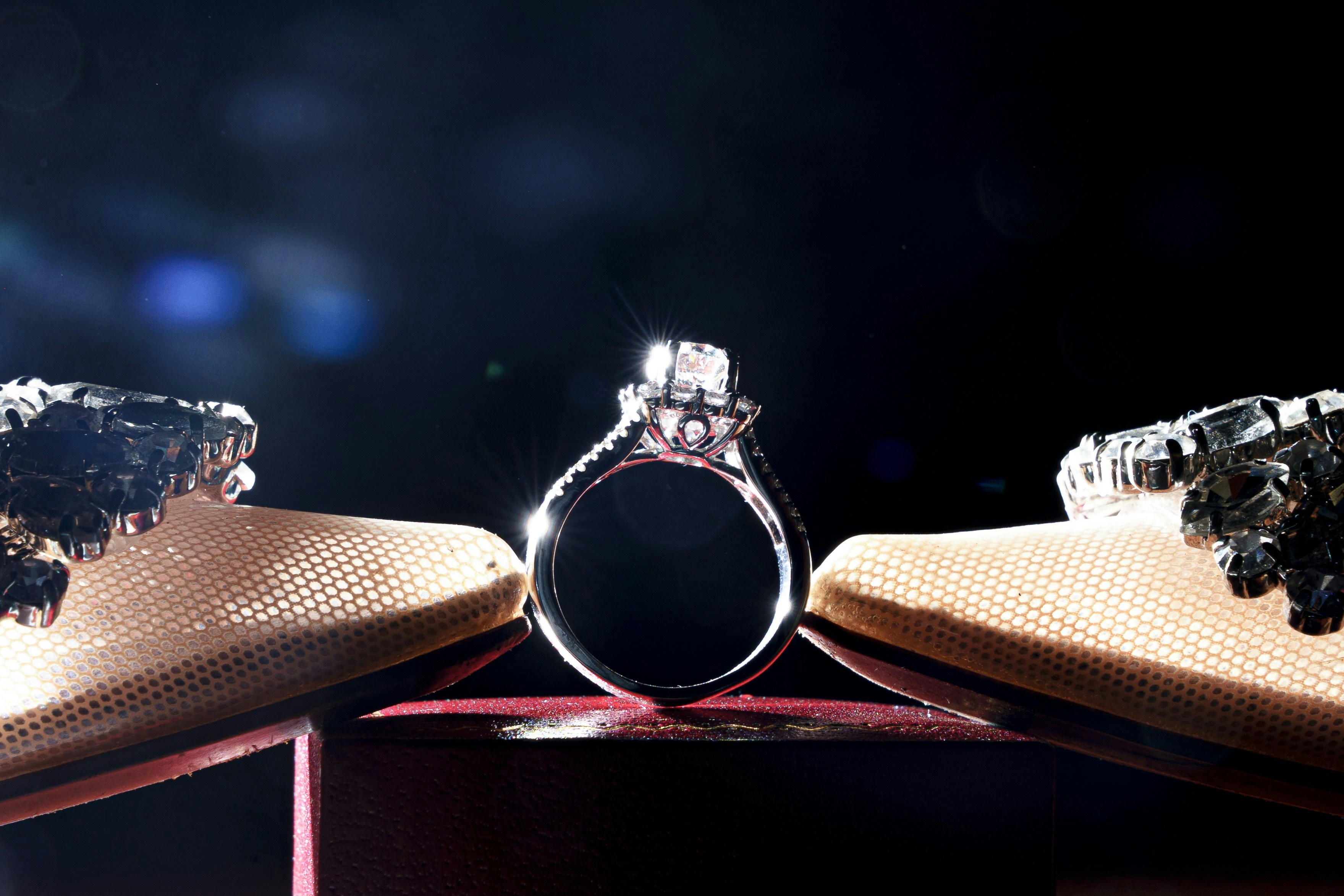 a couple of rings sitting on top of a table