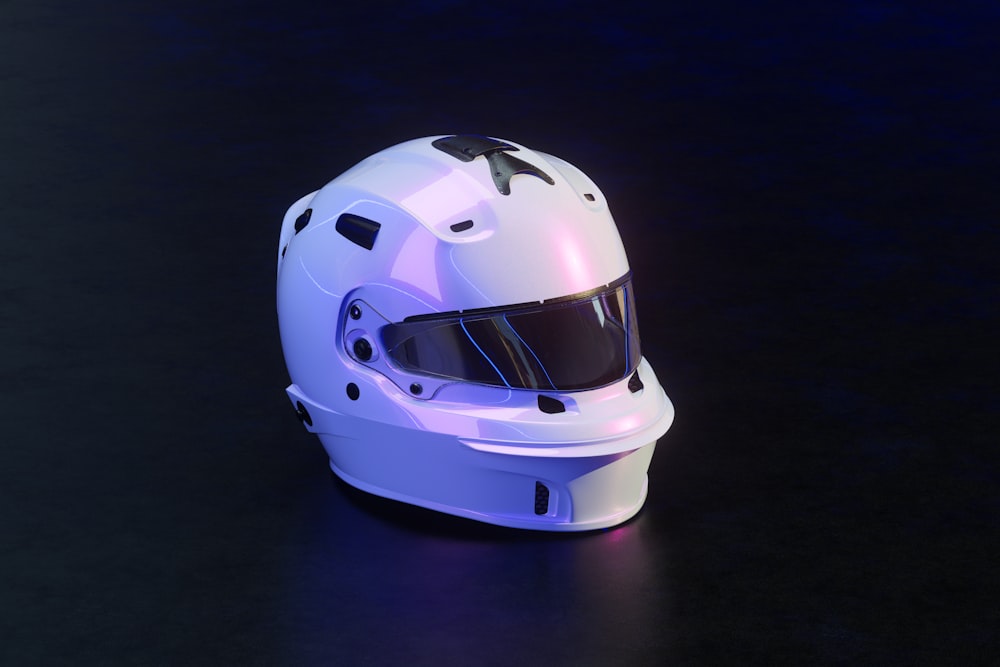a white helmet on a black background