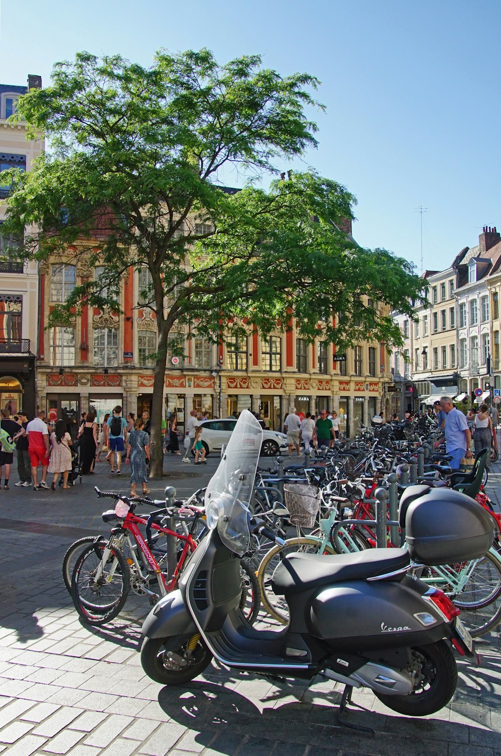 a group of motorcycles parked next to each other on a street