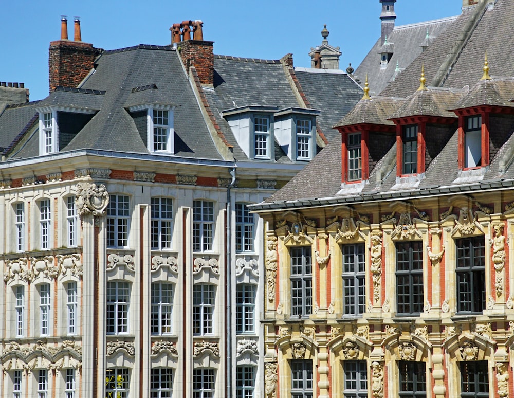 a row of old buildings in a city