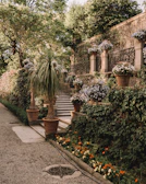 Elegant outdoor carpet treads enhancing a garden pathway.