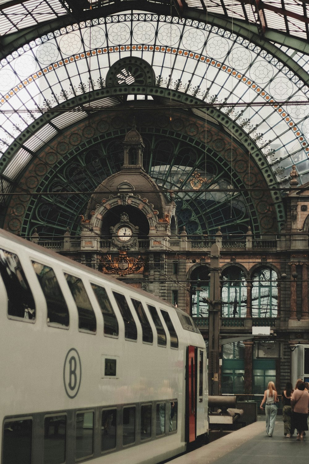 a train is parked in a train station